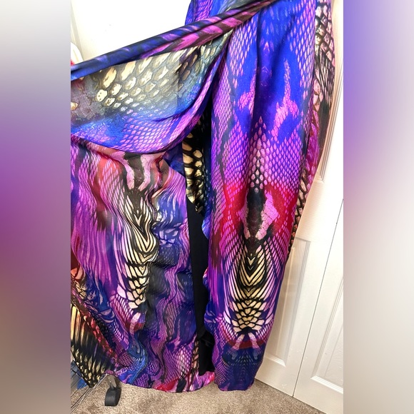 BOSTON PROPER Maxi Dress Mirrored Anaconda Python Snake Print VNeck Side Slit - Picture 6 of 13